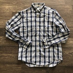 American Eagle Blue Plaid Athletic Fit Button Up | Size Small